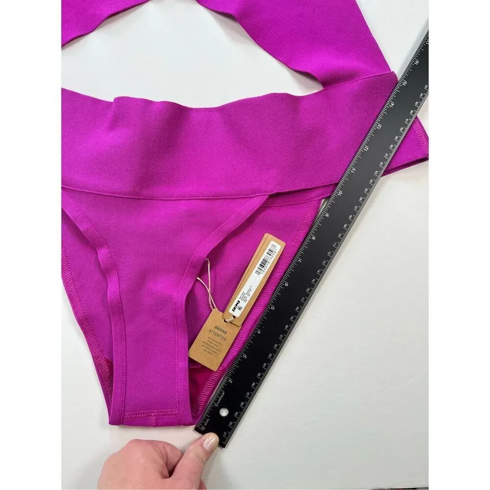 SKIMS Knit Swim Monokini Cutout One Piece Swimsuit Purple Sexy Plus Size 3X NWT